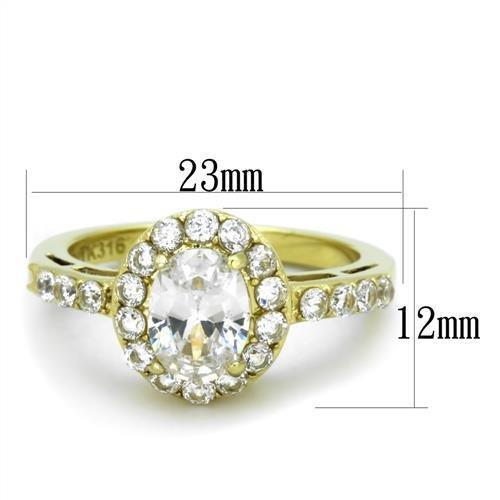 TK1901 - IP Gold(Ion Plating) Stainless Steel Ring with AAA Grade CZ  in Clear - Joyeria Lady