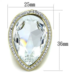 TK1905 - Two-Tone IP Gold (Ion Plating) Stainless Steel Ring with Top Grade Crystal  in Clear