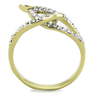 TK1907 - Two-Tone IP Gold (Ion Plating) Stainless Steel Ring with Top Grade Crystal  in Clear