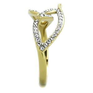 TK1907 - Two-Tone IP Gold (Ion Plating) Stainless Steel Ring with Top Grade Crystal  in Clear