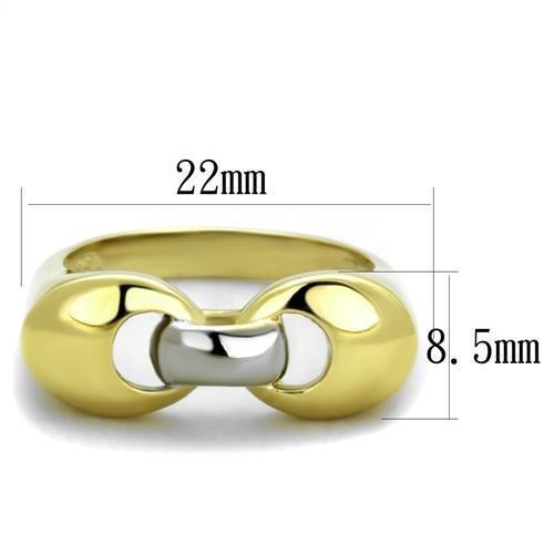 TK1915 - Two-Tone IP Gold (Ion Plating) Stainless Steel Ring with No Stone - Joyeria Lady