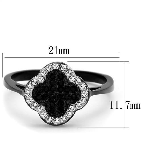 TK1917 - Two-Tone IP Black Stainless Steel Ring with Top Grade Crystal  in Jet - Joyeria Lady