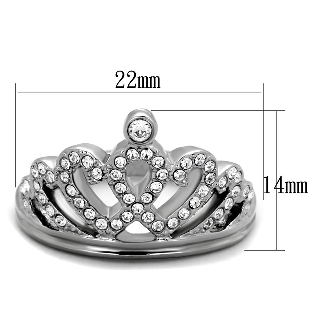 TK1923 - High polished (no plating) Stainless Steel Ring with Top Grade Crystal  in Clear - Joyeria Lady
