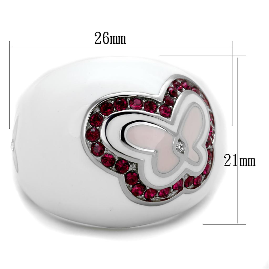 TK1927 - High polished (no plating) Stainless Steel Ring with Top Grade Crystal  in Ruby - Joyeria Lady