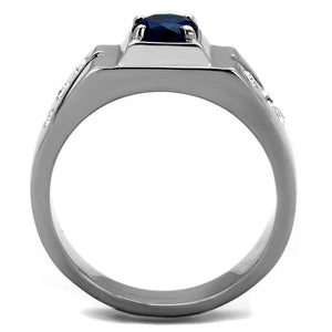 TK1929 High polished (no plating) Stainless Steel Ring with Synthetic in Montana