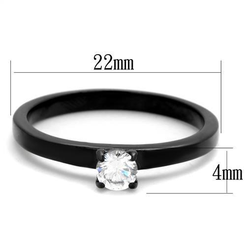TK2016 - IP Black(Ion Plating) Stainless Steel Ring with AAA Grade CZ  in Clear - Joyeria Lady