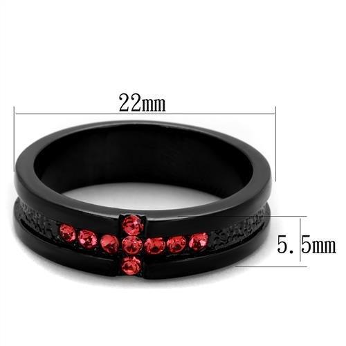 TK2017 - IP Black(Ion Plating) Stainless Steel Ring with Top Grade Crystal  in Rose - Joyeria Lady