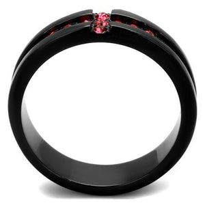 TK2017 - IP Black(Ion Plating) Stainless Steel Ring with Top Grade Crystal  in Rose