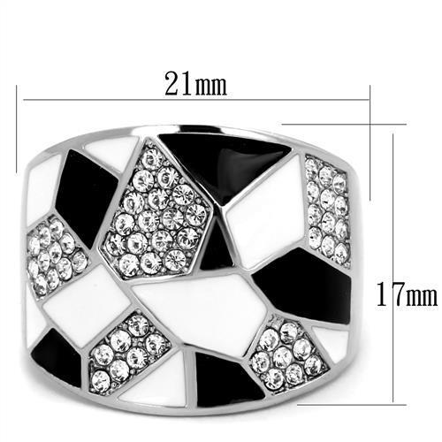 TK2024 - High polished (no plating) Stainless Steel Ring with Top Grade Crystal  in Clear - Joyeria Lady