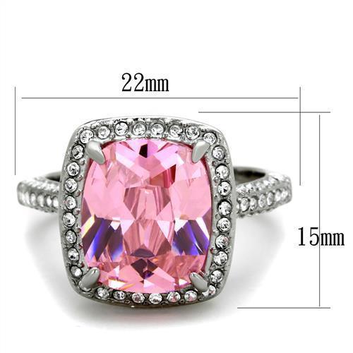 TK2027 - High polished (no plating) Stainless Steel Ring with AAA Grade CZ  in Rose - Joyeria Lady