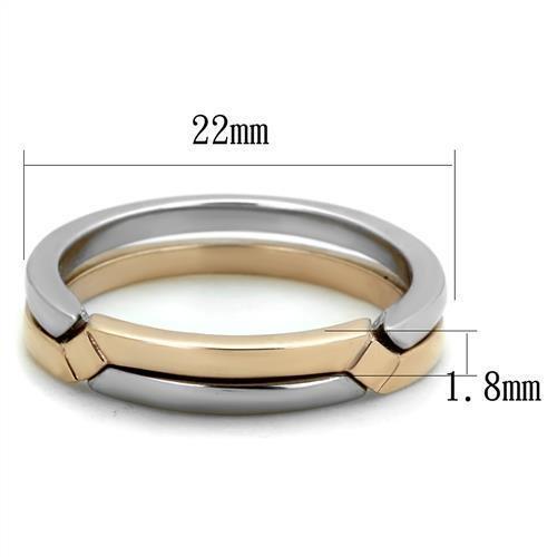 TK2031 - Two-Tone IP Rose Gold Stainless Steel Ring with No Stone - Joyeria Lady