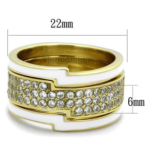 TK2035 - IP Gold(Ion Plating) Stainless Steel Ring with AAA Grade CZ  in Clear - Joyeria Lady