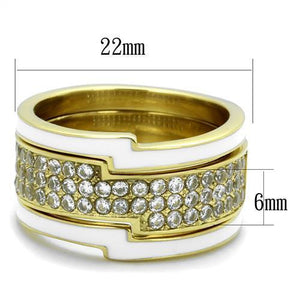 TK2035 - IP Gold(Ion Plating) Stainless Steel Ring with AAA Grade CZ  in Clear