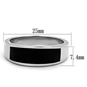 TK2062 High polished (no plating) Stainless Steel Ring with Epoxy in Jet