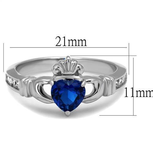 TK2093 - High polished (no plating) Stainless Steel Ring with Synthetic Spinel in London Blue - Joyeria Lady