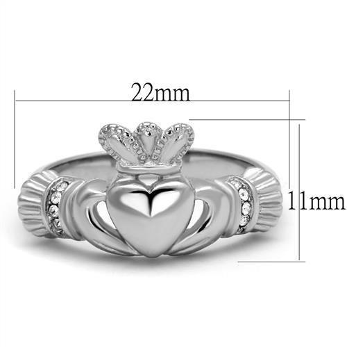 TK2094 - High polished (no plating) Stainless Steel Ring with Top Grade Crystal  in Clear - Joyeria Lady