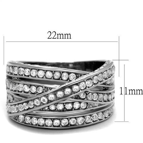 TK2096 - High polished (no plating) Stainless Steel Ring with AAA Grade CZ  in Clear - Joyeria Lady