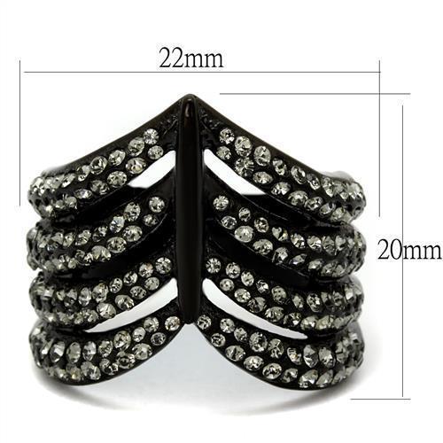 TK2097 - IP Black(Ion Plating) Stainless Steel Ring with Top Grade Crystal  in Black Diamond - Joyeria Lady