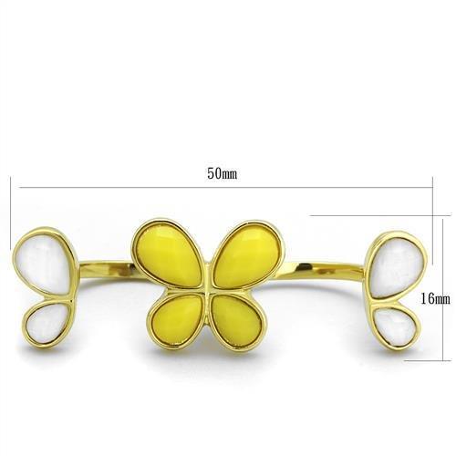 TK2101 - IP Gold(Ion Plating) Stainless Steel Ring with Synthetic Synthetic Stone in Citrine Yellow - Joyeria Lady