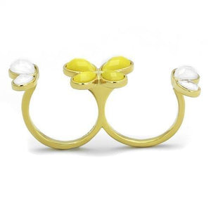 TK2101 - IP Gold(Ion Plating) Stainless Steel Ring with Synthetic Synthetic Stone in Citrine Yellow
