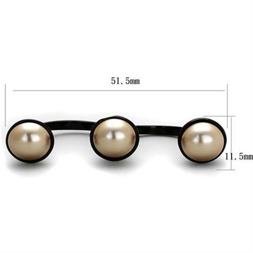 TK2104 - IP Black(Ion Plating) Stainless Steel Ring with Synthetic Pearl in Metallic Light Gold - Joyeria Lady