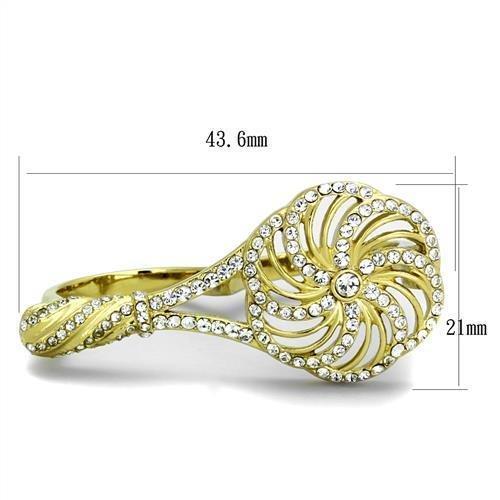 TK2107 - IP Gold(Ion Plating) Stainless Steel Ring with Top Grade Crystal  in Clear - Joyeria Lady