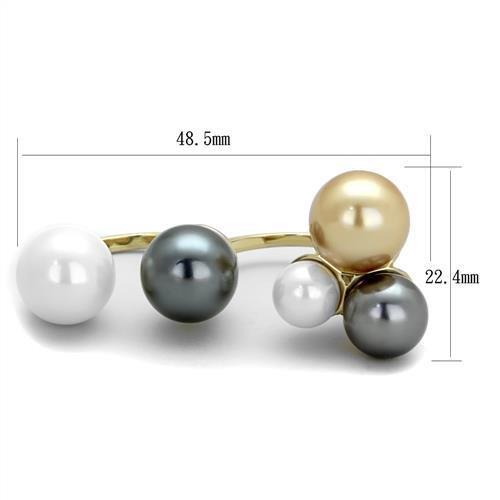 TK2108 - IP Gold(Ion Plating) Stainless Steel Ring with Synthetic Pearl in Multi Color - Joyeria Lady