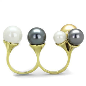 TK2108 - IP Gold(Ion Plating) Stainless Steel Ring with Synthetic Pearl in Multi Color
