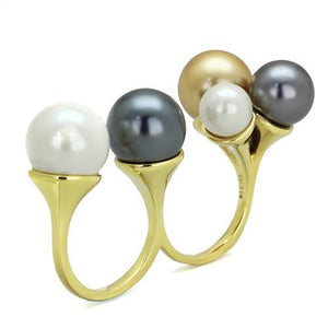 TK2108 - IP Gold(Ion Plating) Stainless Steel Ring with Synthetic Pearl in Multi Color