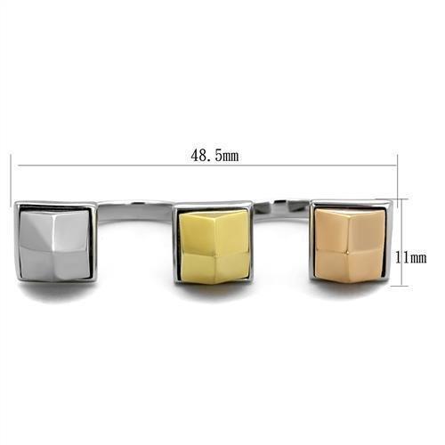 TK2109 - Three Tone IPï¼ˆIP Gold & IP Rose Gold & High Polished) Stainless Steel Ring with No Stone - Joyeria Lady