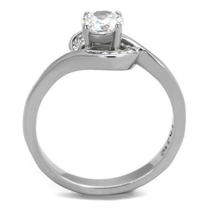 TK2116 - High polished (no plating) Stainless Steel Ring with AAA Grade CZ  in Clear