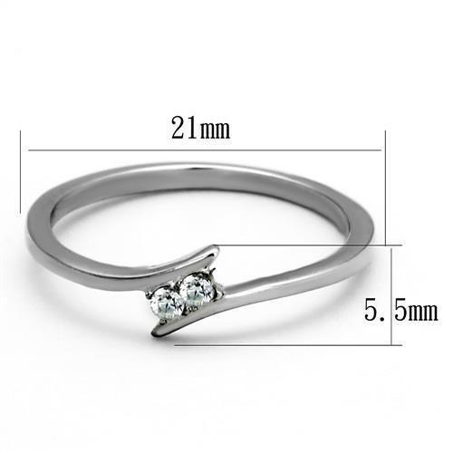 TK2121 - High polished (no plating) Stainless Steel Ring with AAA Grade CZ  in Clear - Joyeria Lady