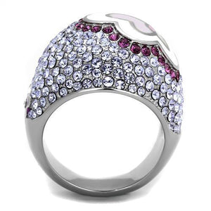 TK2125 - High polished (no plating) Stainless Steel Ring with Top Grade Crystal  in Multi Color