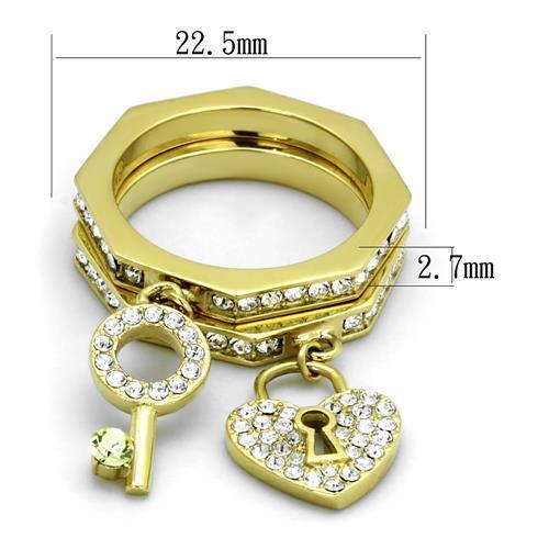 TK2127 - IP Gold(Ion Plating) Stainless Steel Ring with Top Grade Crystal  in Citrine Yellow - Joyeria Lady