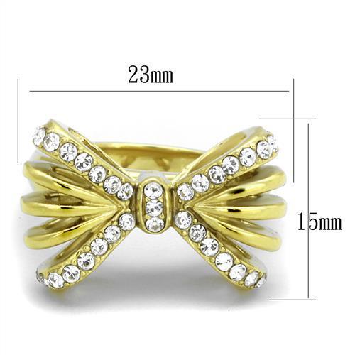 TK2128 - IP Gold(Ion Plating) Stainless Steel Ring with Top Grade Crystal  in Clear - Joyeria Lady