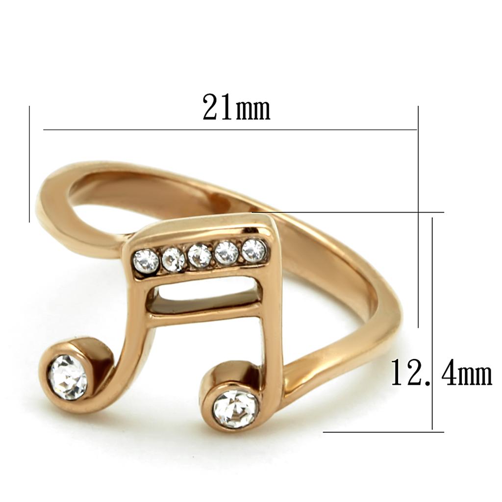 TK2130 - IP Rose Gold(Ion Plating) Stainless Steel Ring with Top Grade Crystal  in Clear - Joyeria Lady