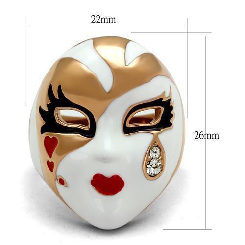 TK2143 - IP Rose Gold(Ion Plating) Stainless Steel Ring with Top Grade Crystal  in Clear - Joyeria Lady