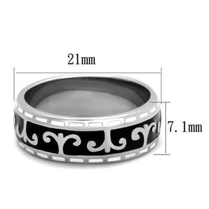 TK2154 - High polished (no plating) Stainless Steel Ring with Epoxy  in Jet