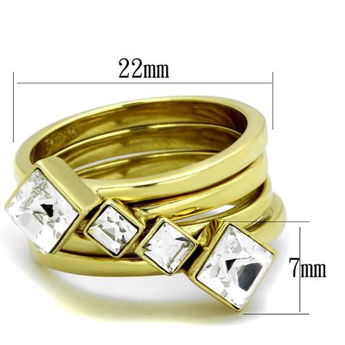 TK2158 - IP Gold(Ion Plating) Stainless Steel Ring with Top Grade Crystal  in Clear - Joyeria Lady