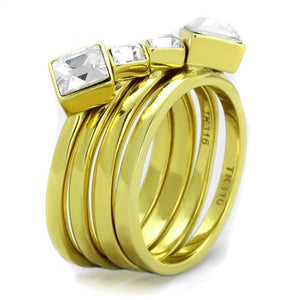 TK2158 - IP Gold(Ion Plating) Stainless Steel Ring with Top Grade Crystal  in Clear