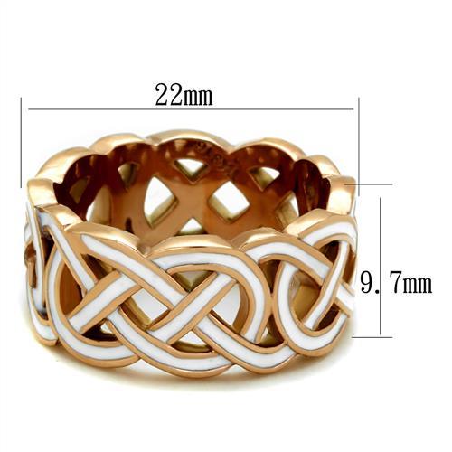 TK2159 - IP Rose Gold(Ion Plating) Stainless Steel Ring with Epoxy  in White - Joyeria Lady