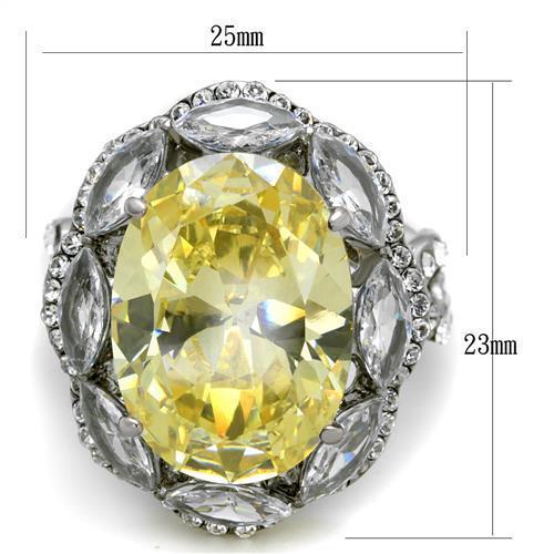 TK2162 - High polished (no plating) Stainless Steel Ring with AAA Grade CZ  in Citrine Yellow - Joyeria Lady