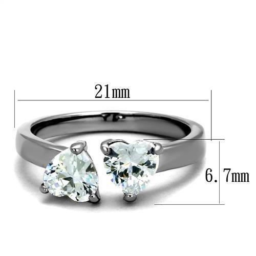 TK2167 - High polished (no plating) Stainless Steel Ring with AAA Grade CZ  in Clear - Joyeria Lady