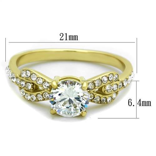 TK2168 - IP Gold(Ion Plating) Stainless Steel Ring with AAA Grade CZ  in Clear - Joyeria Lady