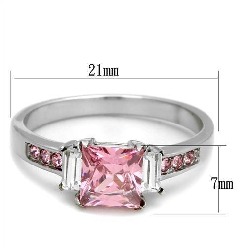 TK2169 - High polished (no plating) Stainless Steel Ring with AAA Grade CZ  in Rose - Joyeria Lady