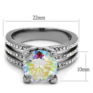 TK2179 - High polished (no plating) Stainless Steel Ring with AAA Grade CZ  in White AB