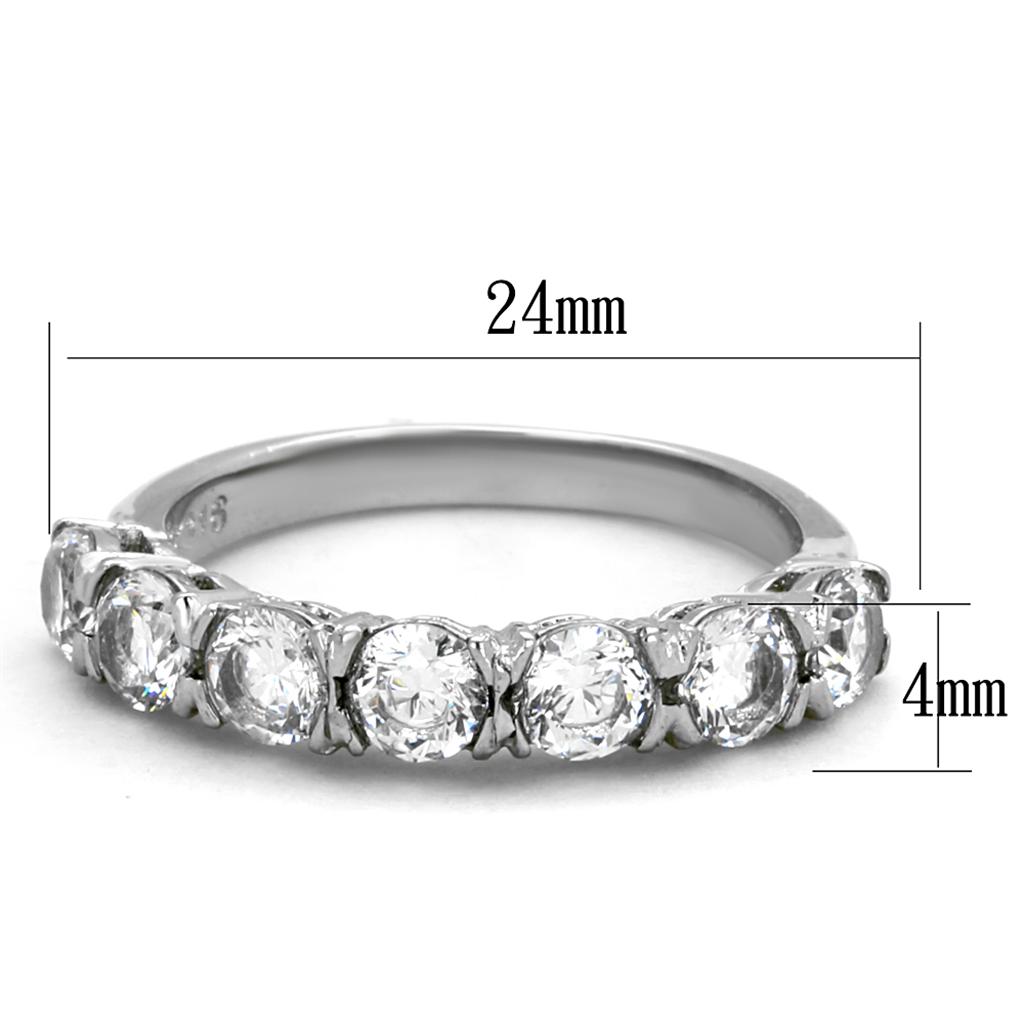 TK2182 - High polished (no plating) Stainless Steel Ring with AAA Grade CZ  in Clear - Joyeria Lady