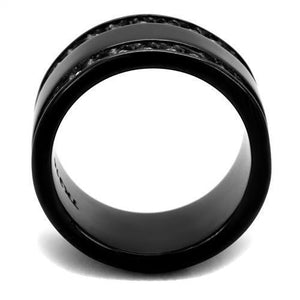 TK2195 - IP Black(Ion Plating) Stainless Steel Ring with Top Grade Crystal  in Clear