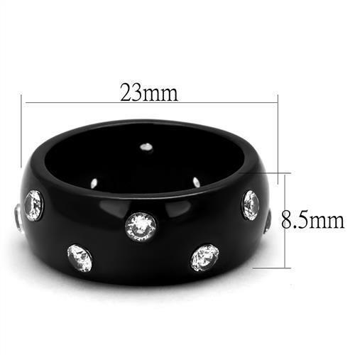 TK2196 - IP Black(Ion Plating) Stainless Steel Ring with AAA Grade CZ  in Clear - Joyeria Lady