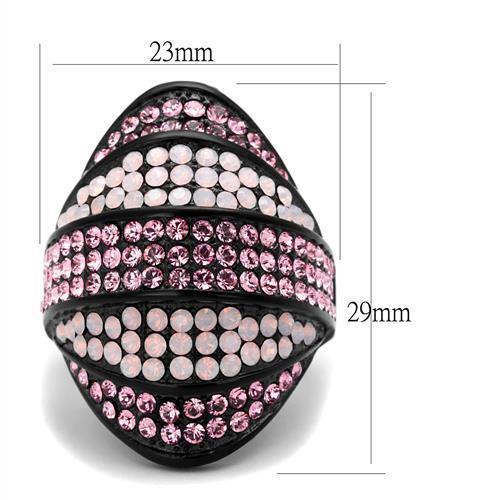TK2201 - IP Black(Ion Plating) Stainless Steel Ring with Top Grade Crystal  in Multi Color - Joyeria Lady